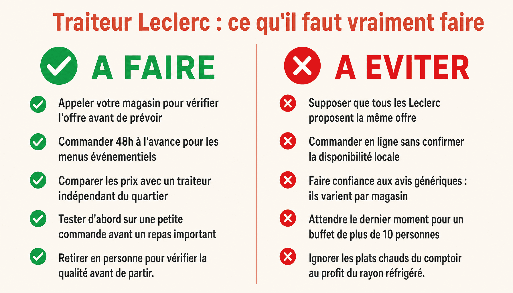 Guide pratique traiteur Leclerc : conseils et erreurs à éviter pour bien commander