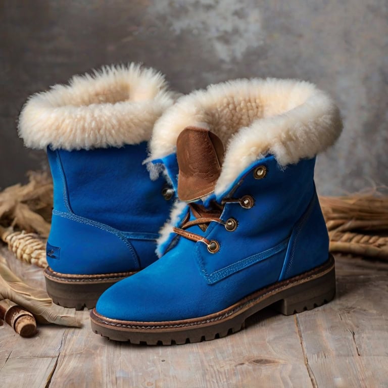 Bottines peau de mouton toscane bleu electrique