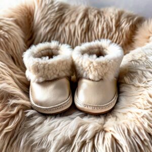 Chaussons peau de mouton bebe naturel clair