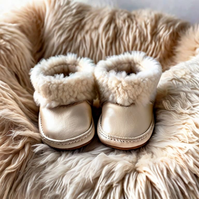 Chaussons peau de mouton bebe naturel clair