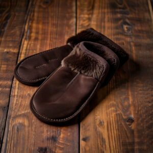 Moufles peau de mouton adulte chocolat