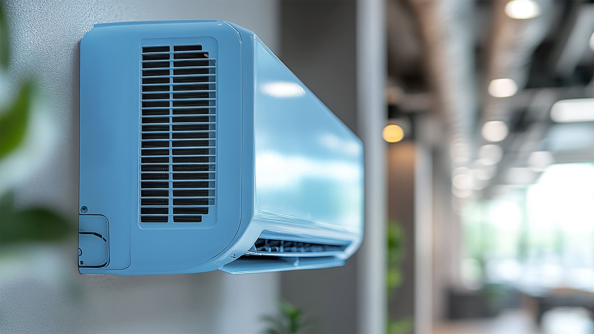 Darstellung eines Klimagerätes innen, in Hellblau.