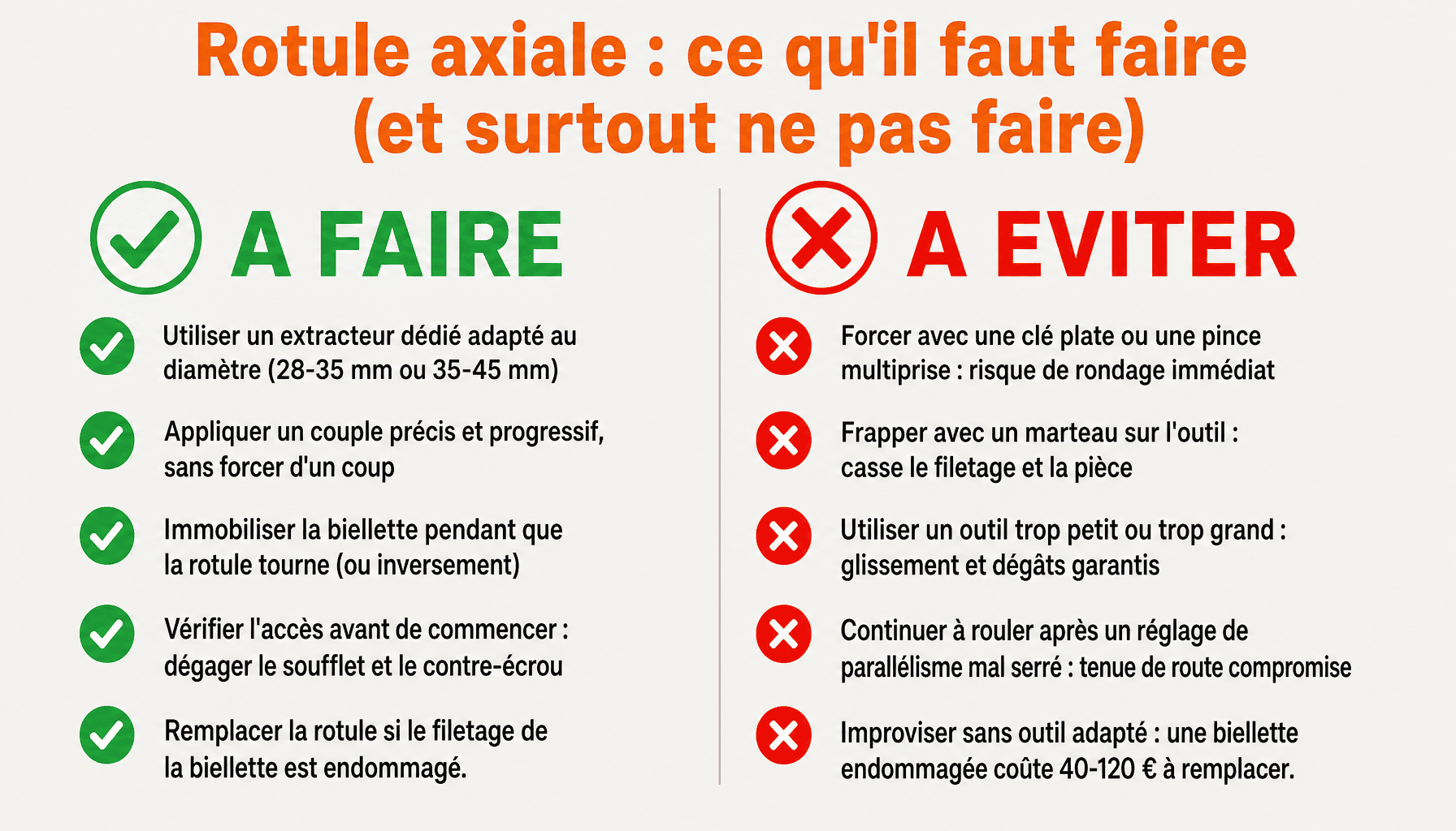 Guide outil pour rotule axiale : bonnes pratiques vs erreurs courantes en atelier
