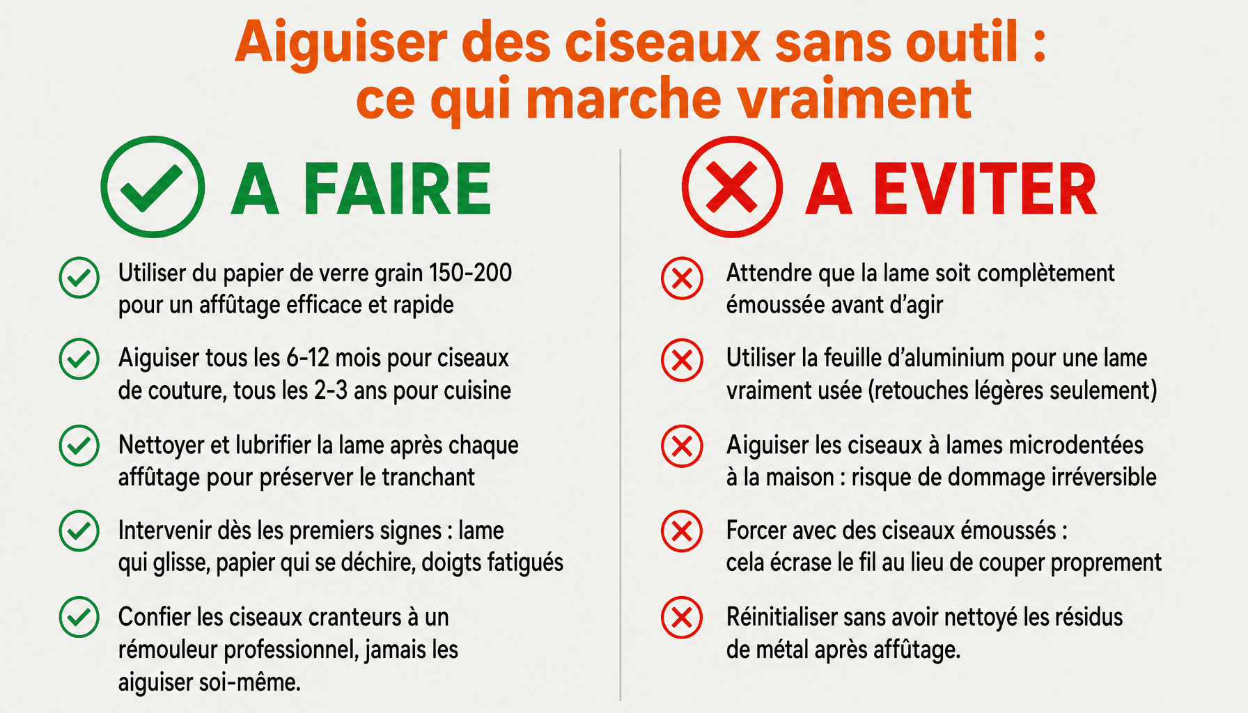 Comment aiguiser des ciseaux sans outil : méthodes à faire et erreurs à éviter pour retrouver un tranchant net