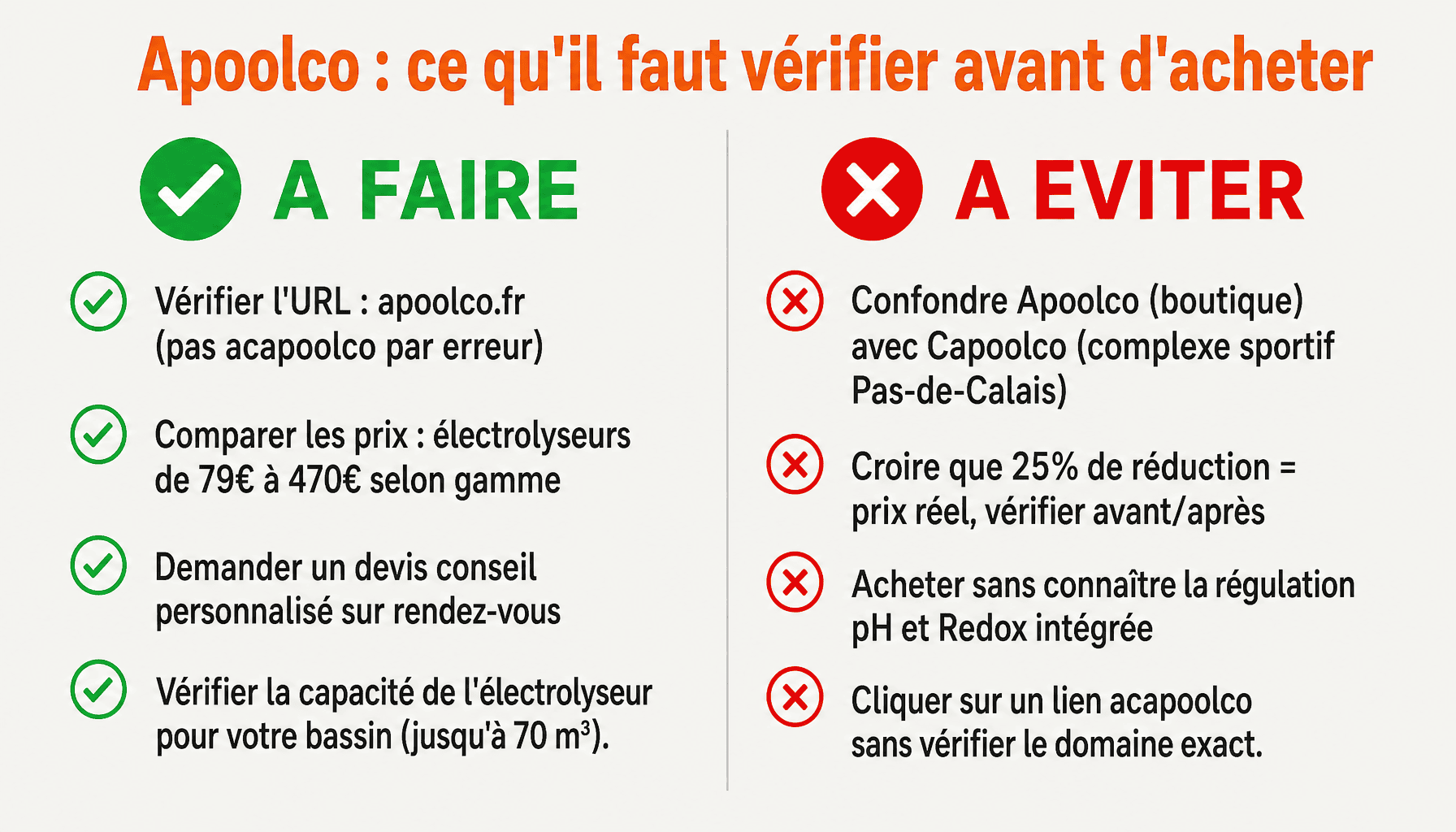 Infographie acapoolco Apoolco : bonnes pratiques et pièges à éviter pour équipements piscine