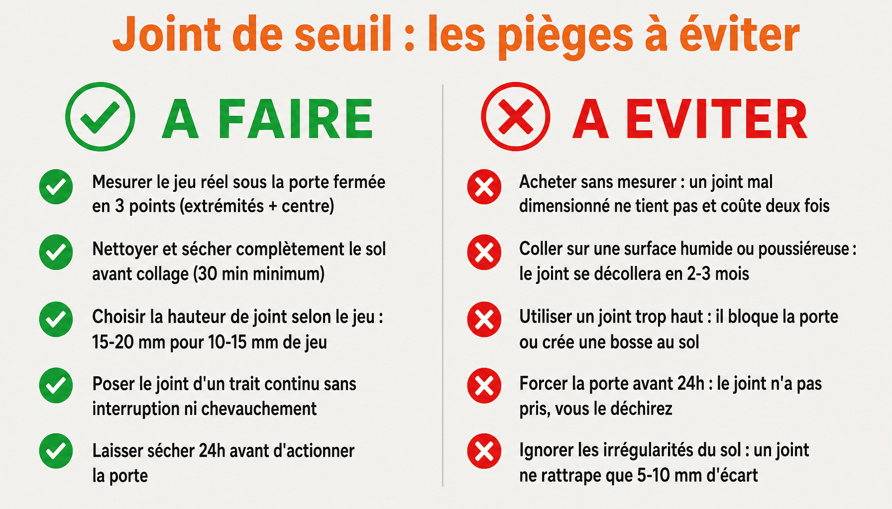 Joint seuil d étancheité pour porte de garage : à faire et à éviter avant pose