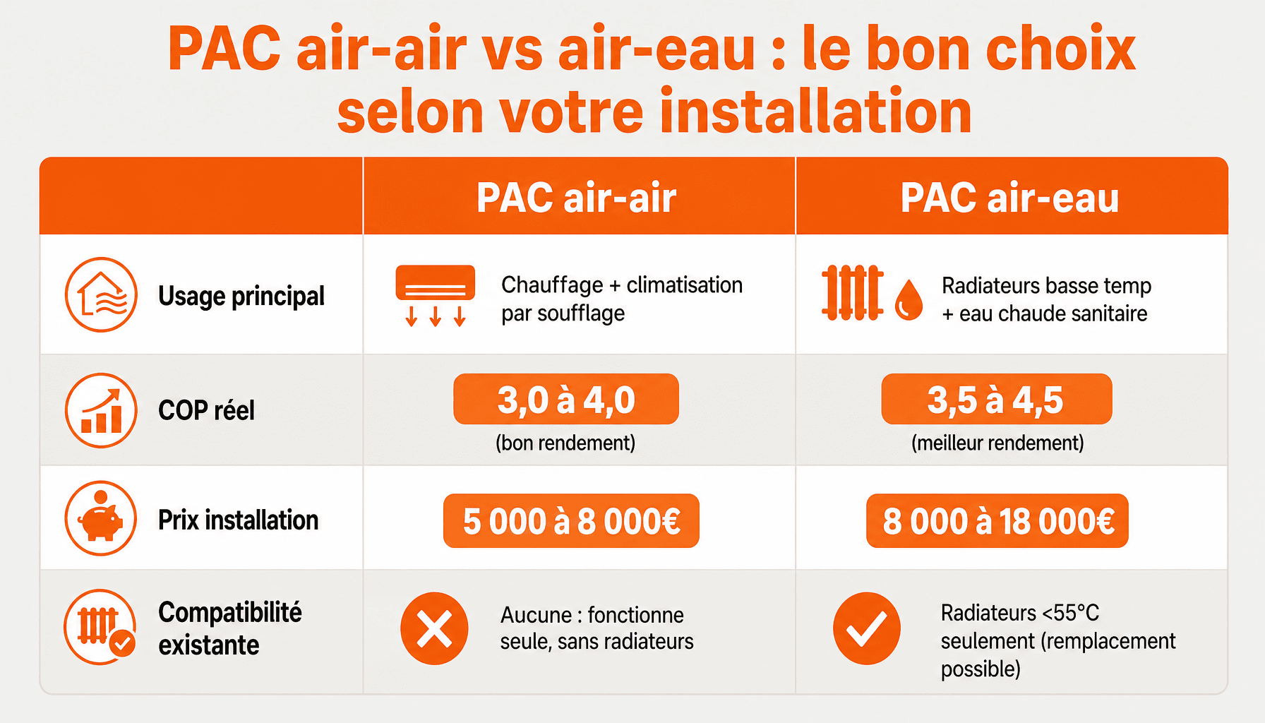 Comparaison pompe à chaleur air-air et air-eau : prix, COP, compatibilité radiateurs - maison-mineur-energies.fr pompe chaleur