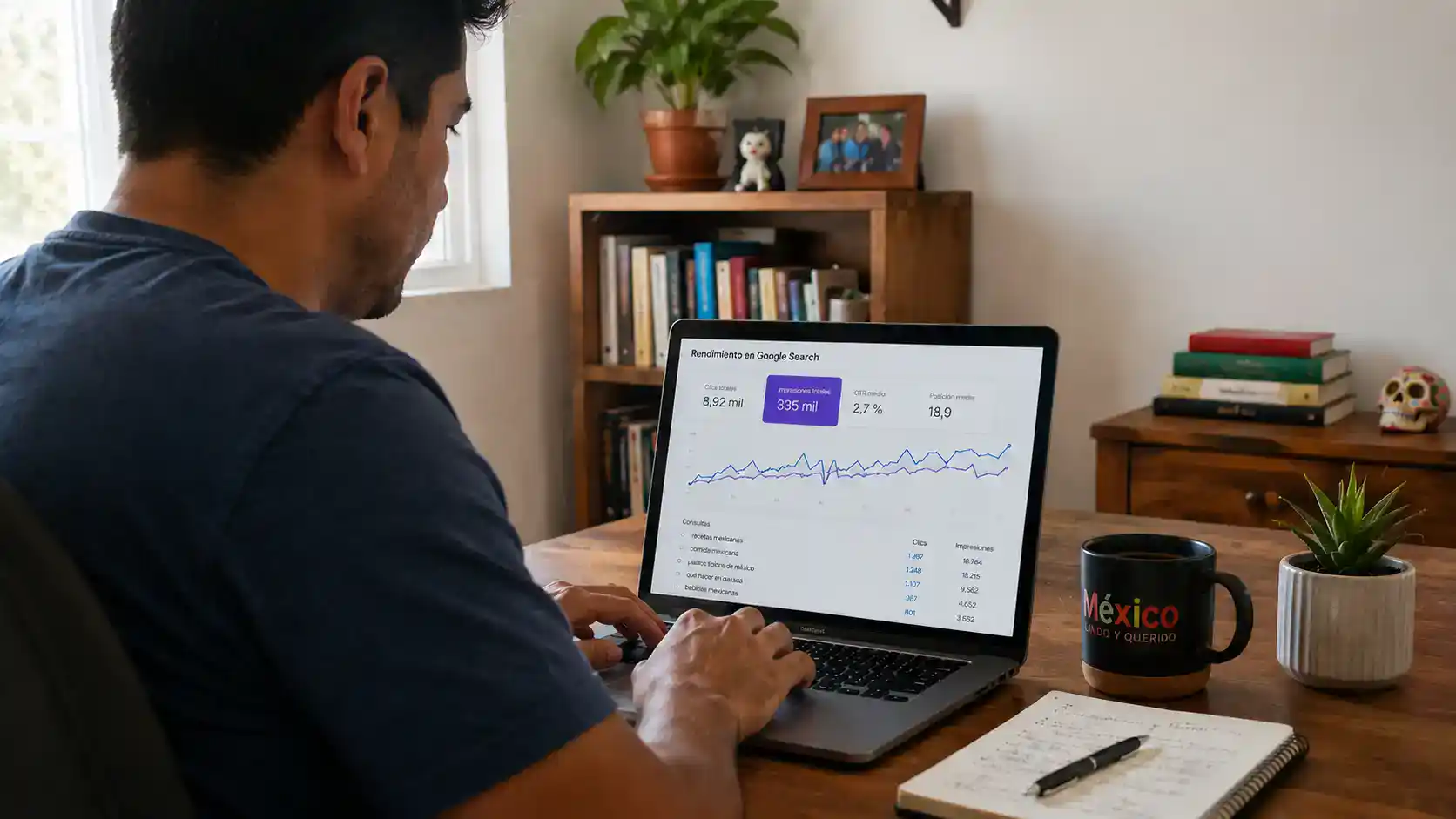 Una persona haciendo SEO copywriting en su computadora.