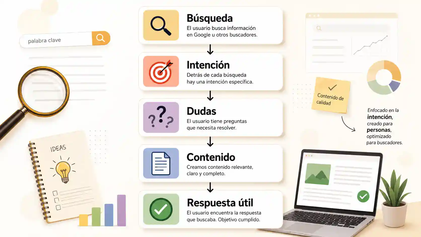 Proceso de investigación de intención de búsqueda antes de redactar contenido SEO