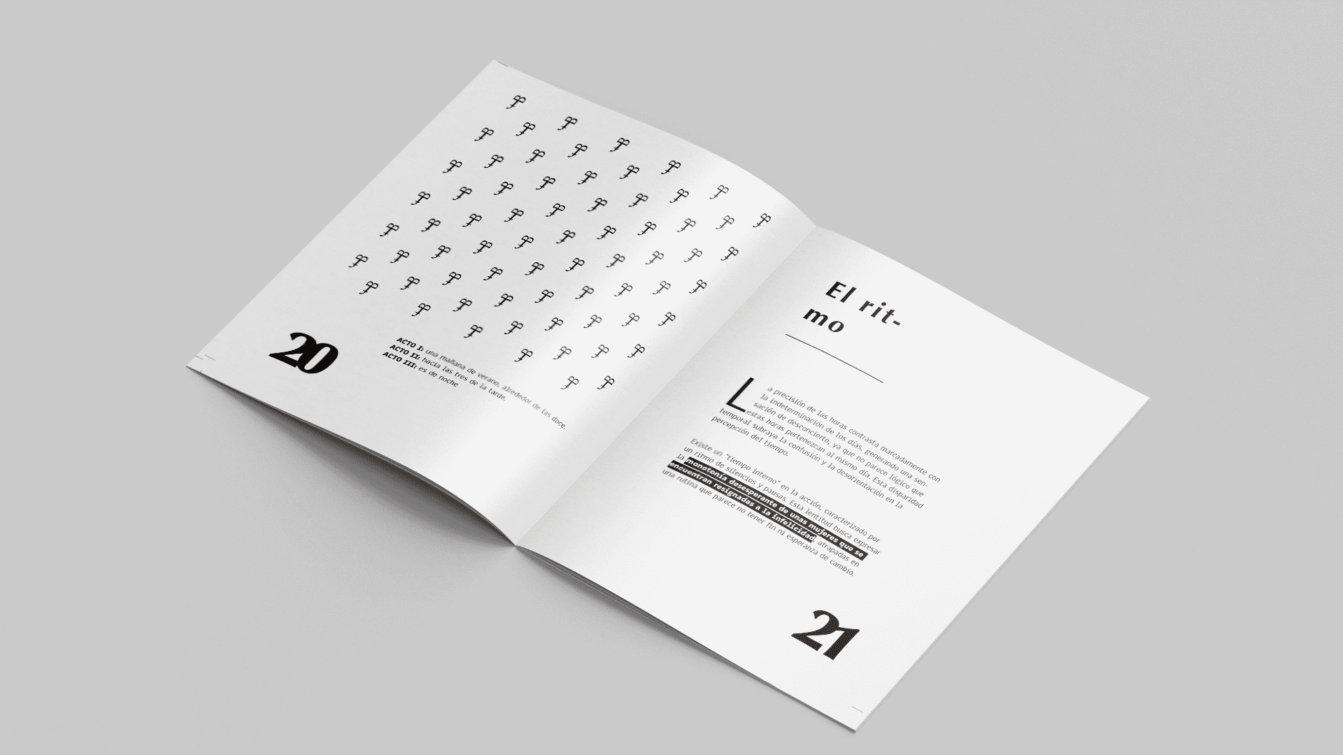 Páginas 20-21 del fanzine 'La Casa de Bernarda Alba' | Diseño editorial experimental por Rara Avis Estudio Creativo - Análisis visual del luto y represión en la obra lorquiana