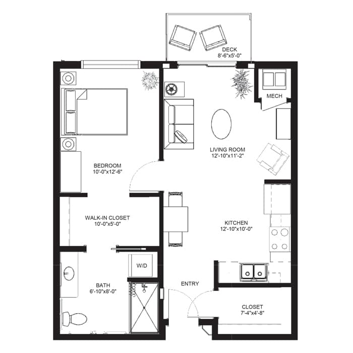 Assisted living one bedroom a floor plan, Davenport IA