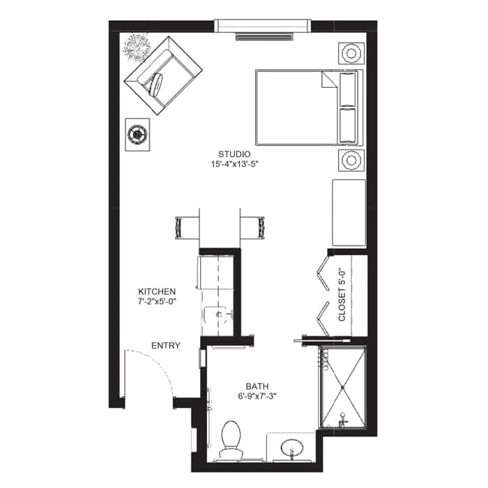 Memory care studio a floor plan, Davenport IA