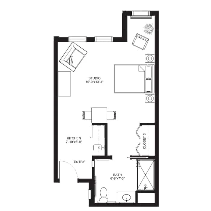 Memory care studio b floor plan, Davenport IA