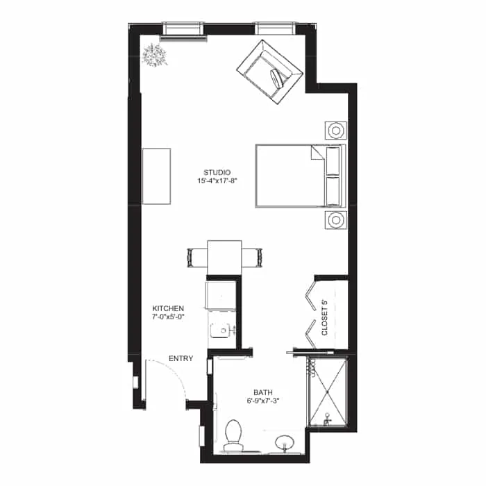 Memory care studio c floor plan, Davenport IA