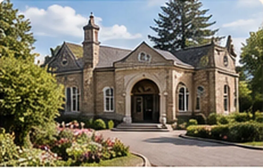 Illustrative crematorium building and grounds