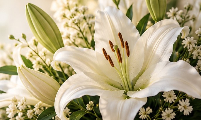Elegant white lilies