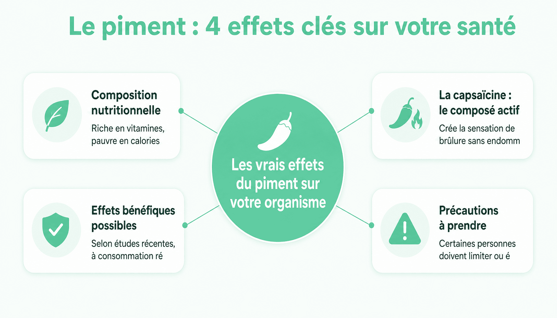 Infographie santé : est ce que le piment est bon pour la santé - composition, capsaïcine, métabolisme, digestion
