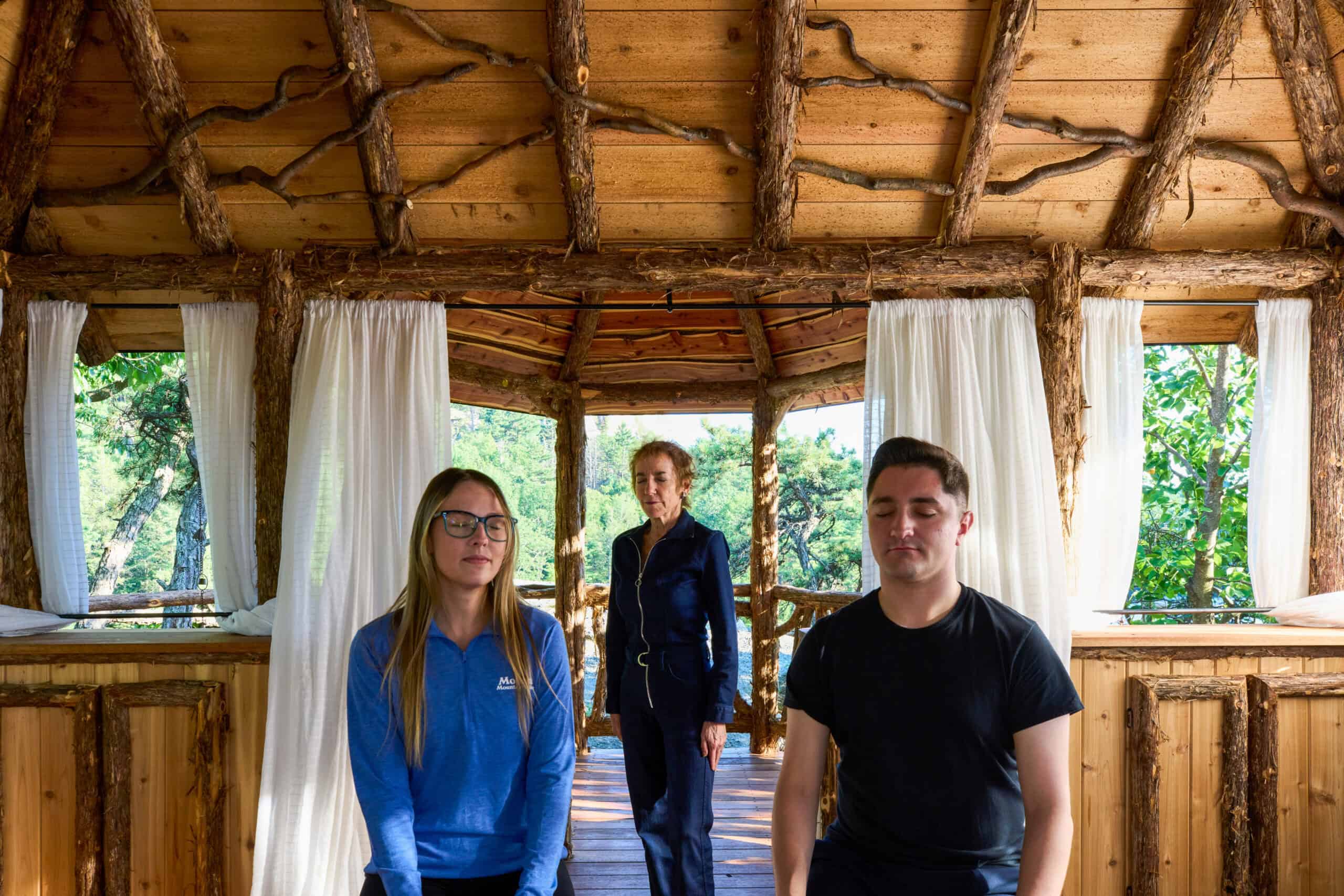 People Practicing Mindfulness in Mohonk's Lakeview Summerhouse