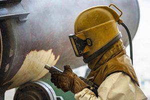 Industrial abrasive blasting by Molemaster in action