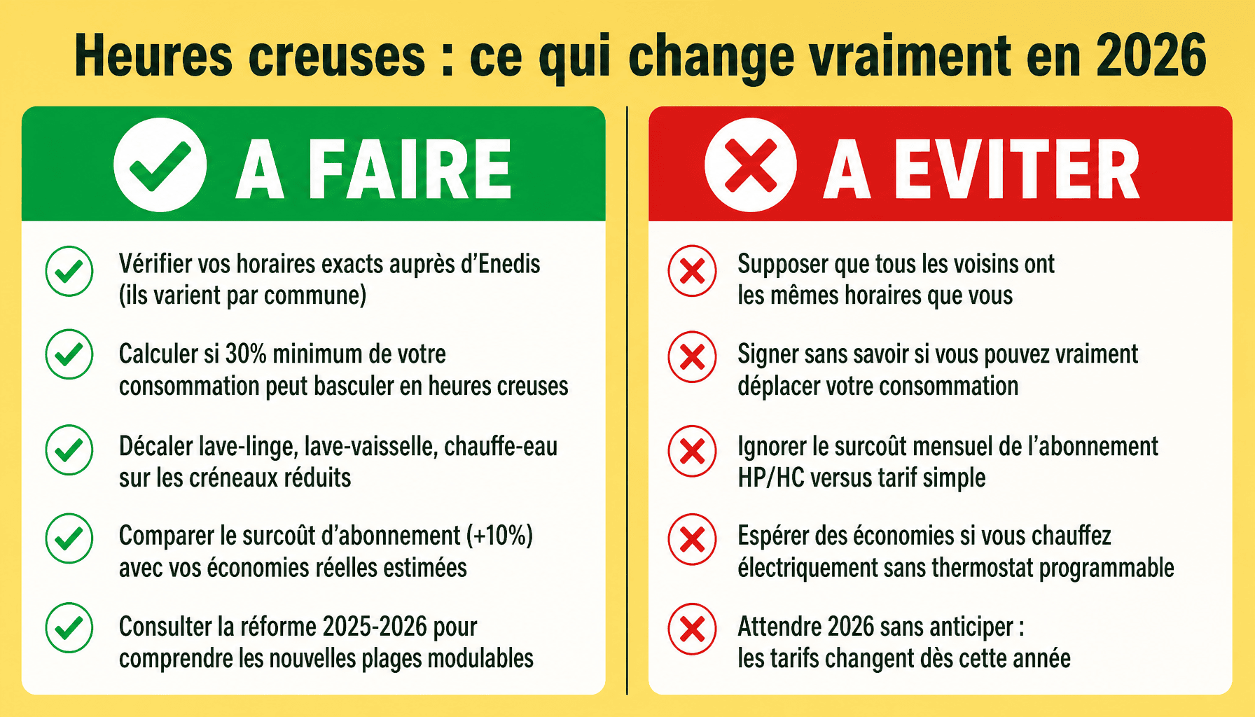 Guide pratique heures creuses Direct Energie TotalEnergies : à faire et à éviter pour économiser en 2026