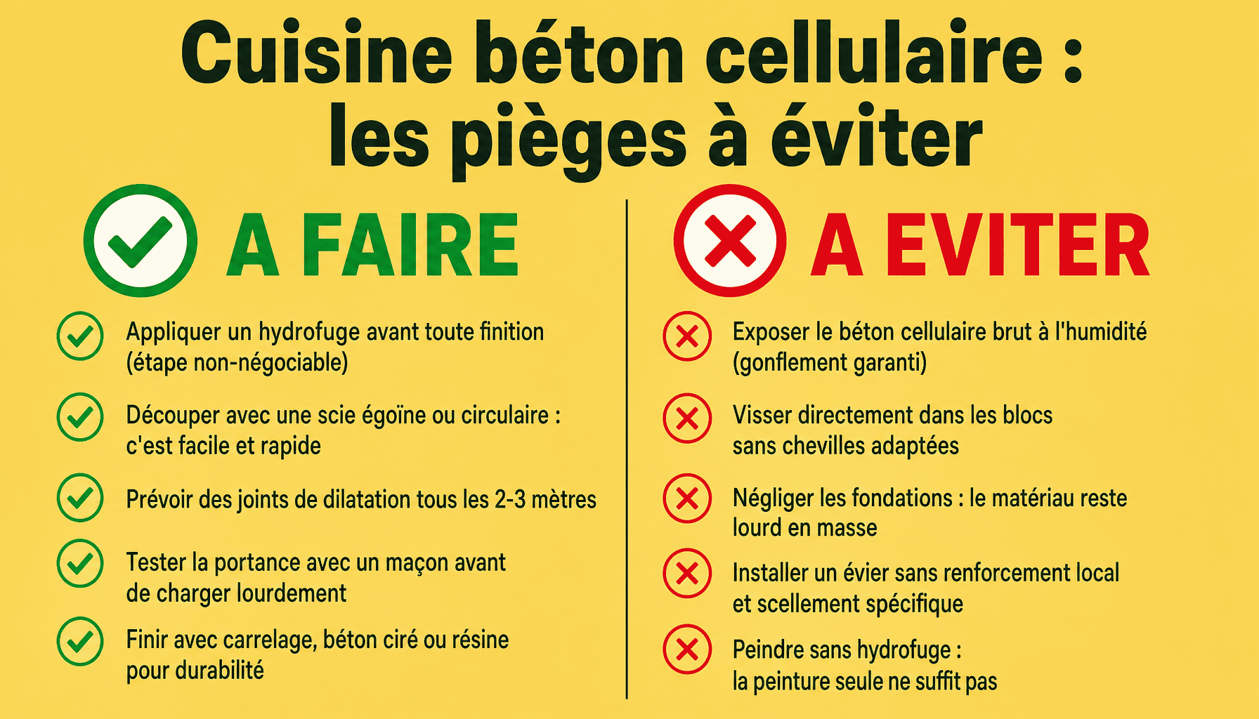 Guide pratique cuisine en béton cellulaire : bonnes pratiques et erreurs à éviter pour bricoleurs
