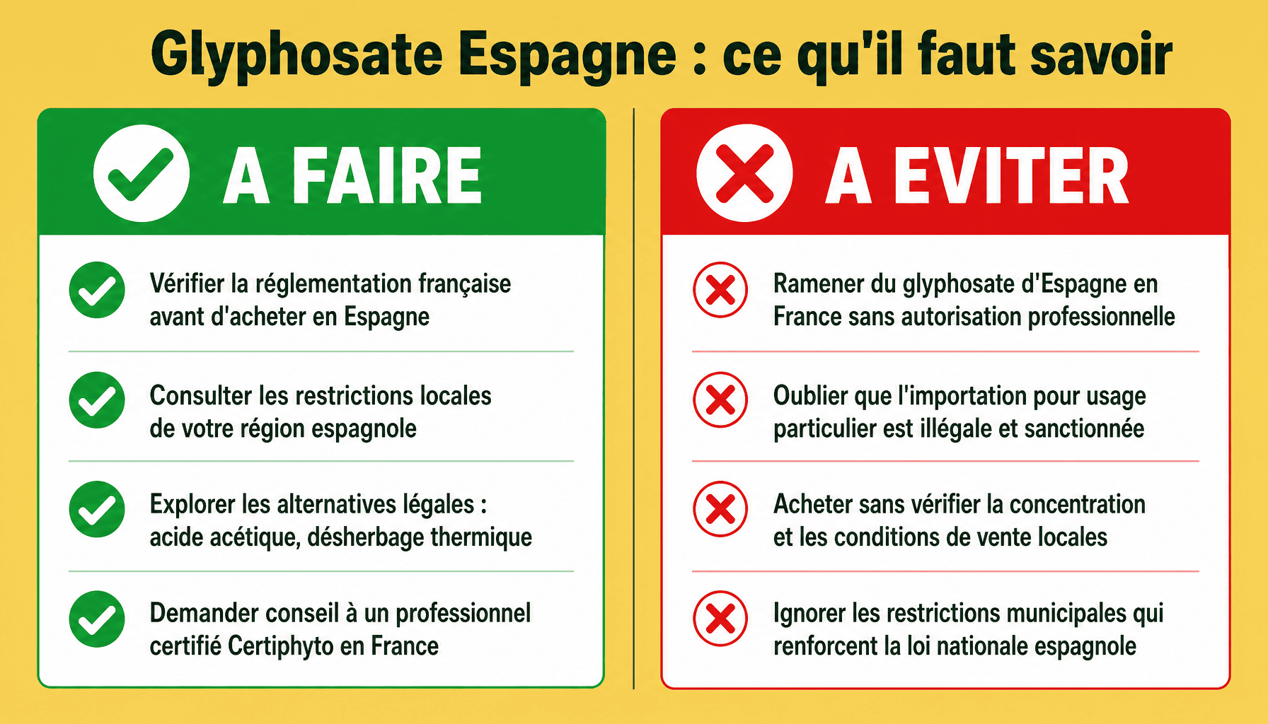 Infographie glyphosate espagne : bonnes pratiques et pièges à éviter pour les particuliers