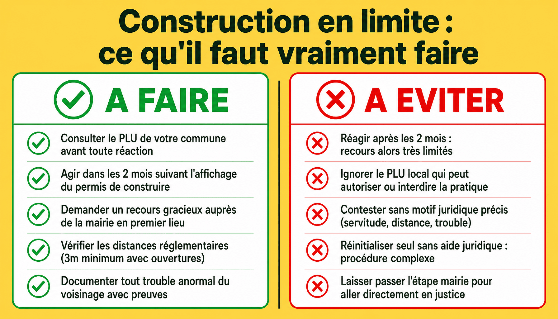 Infographie peut-on refuser une construction en limite de propriété : bonnes et mauvaises pratiques légales