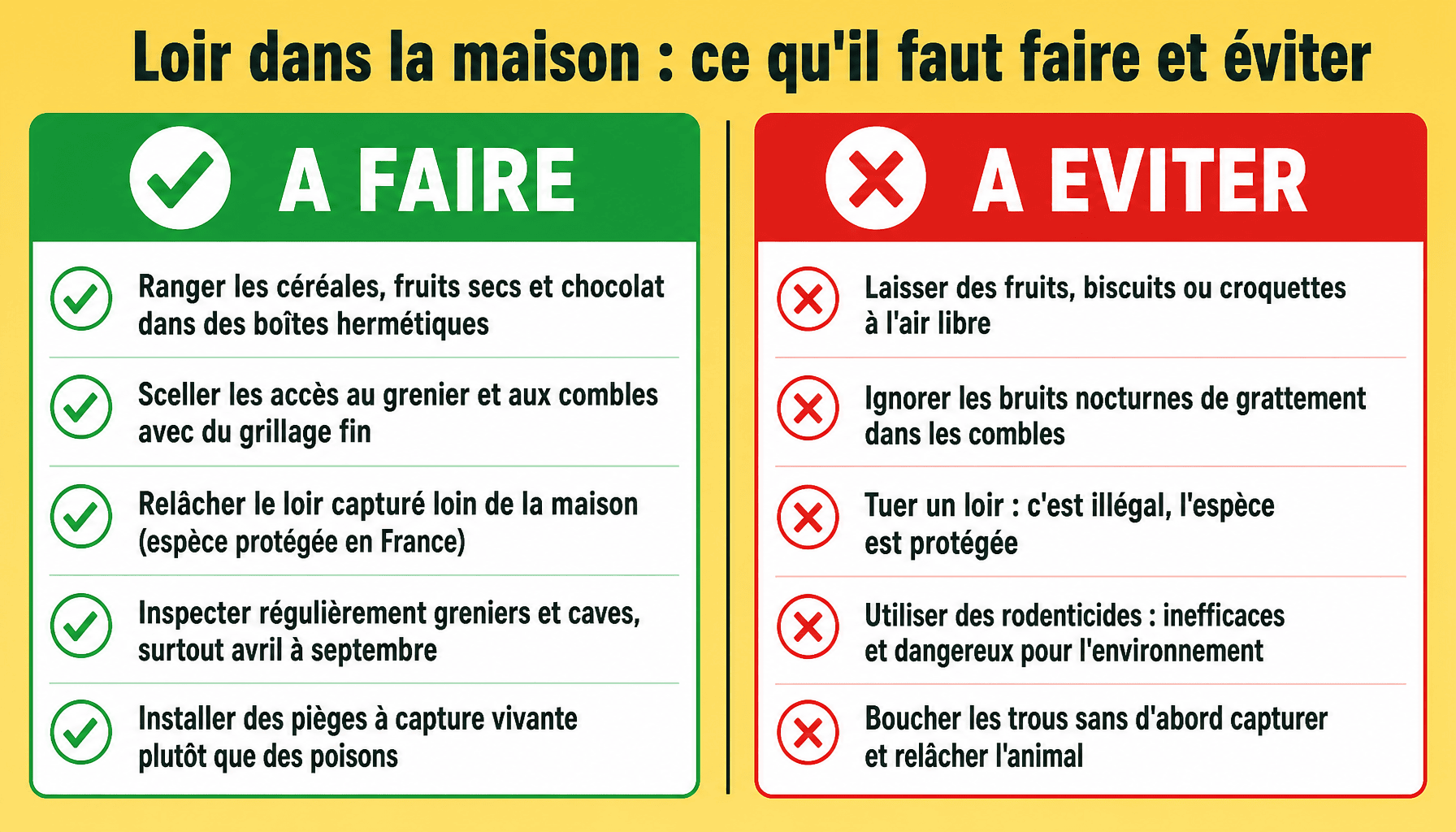 Infographie que mange un loir dans une maison : bonnes pratiques et erreurs à éviter pour limiter sa présence