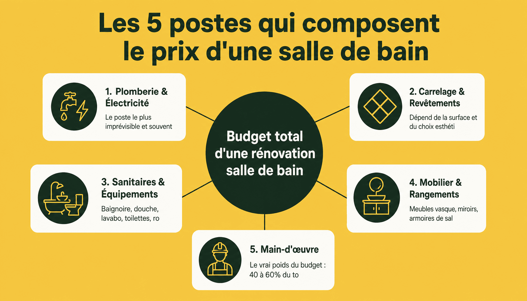 Décomposition des coûts pour refaire une salle de bain : budget par poste de dépense