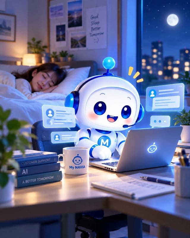 お客様が眠っている夜間も問い合わせ対応を続けるMy NAVIA