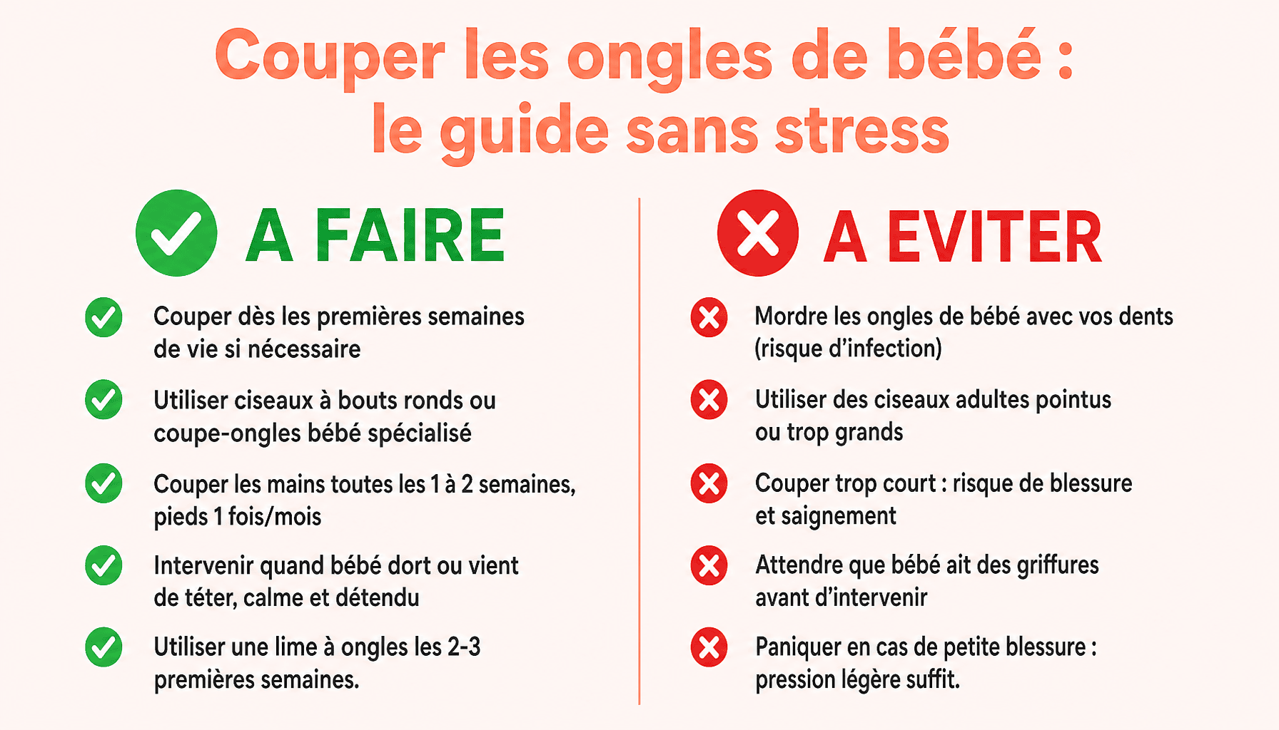 Infographie quand couper les ongles de bébé : à faire et à éviter pour jeunes mamans