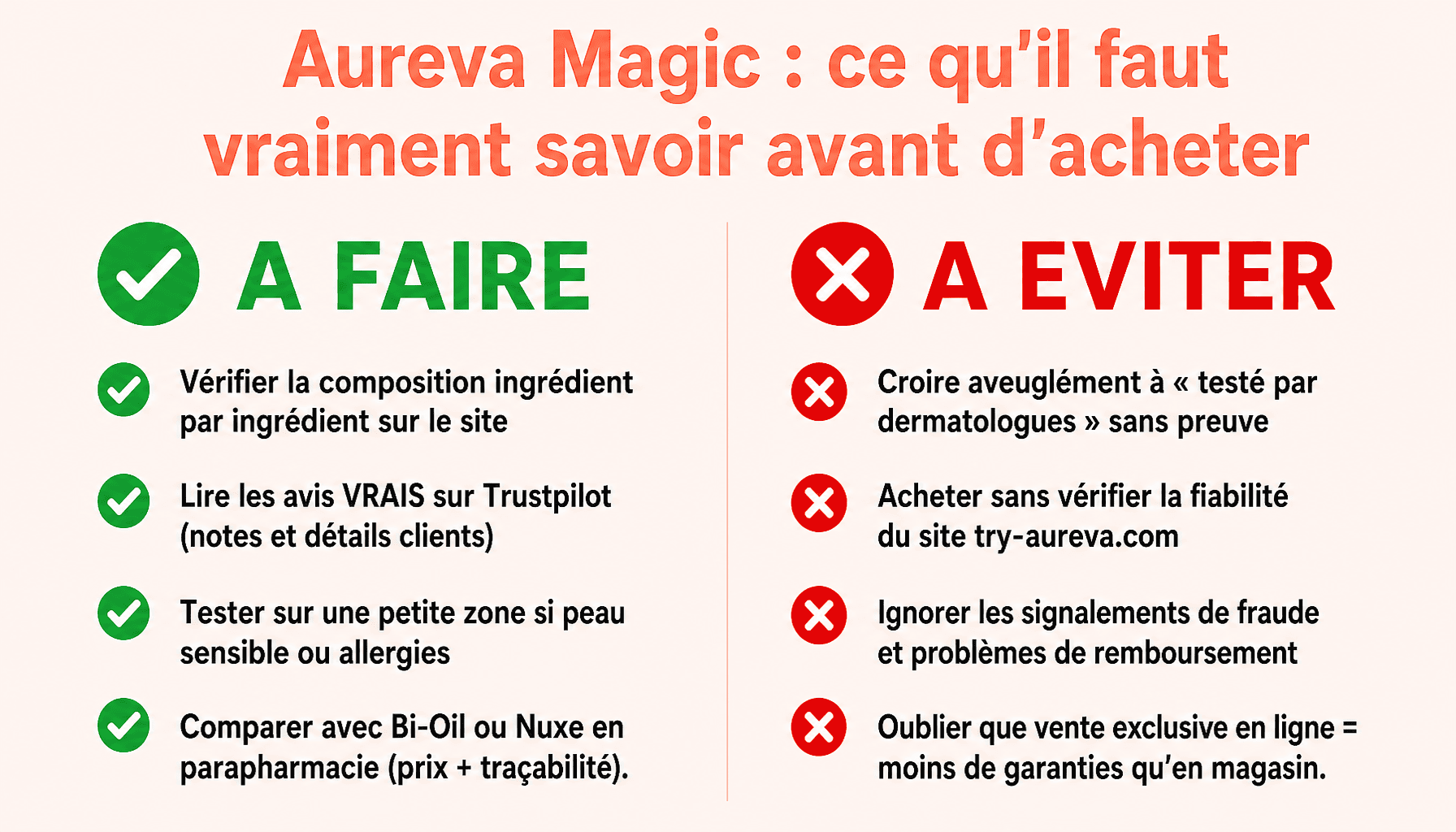 Infographie aureva magic avis dermatologue : à faire et à éviter avant achat crème