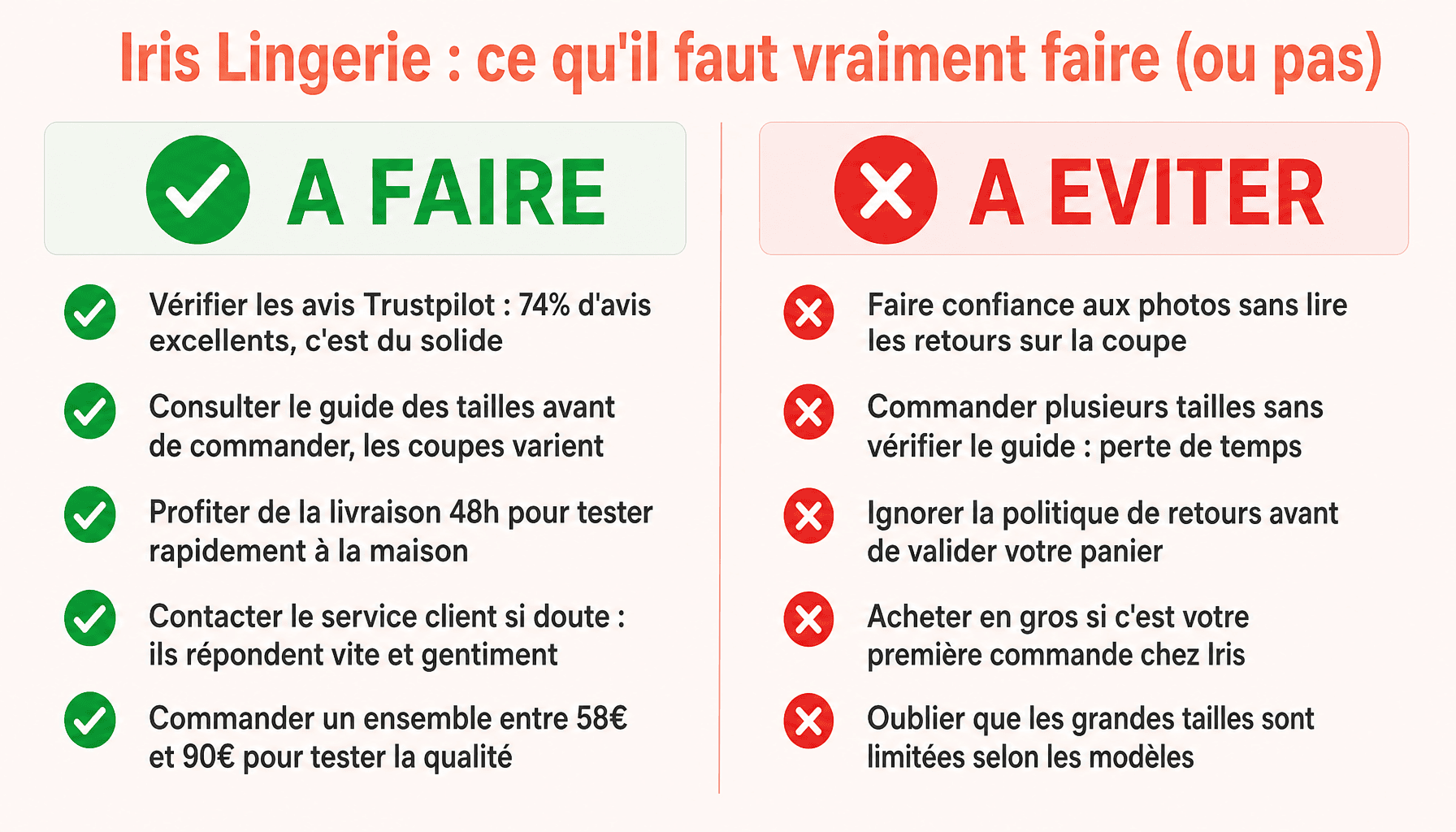 Guide pratique iris lingerie : à faire et à éviter avant de commander en ligne