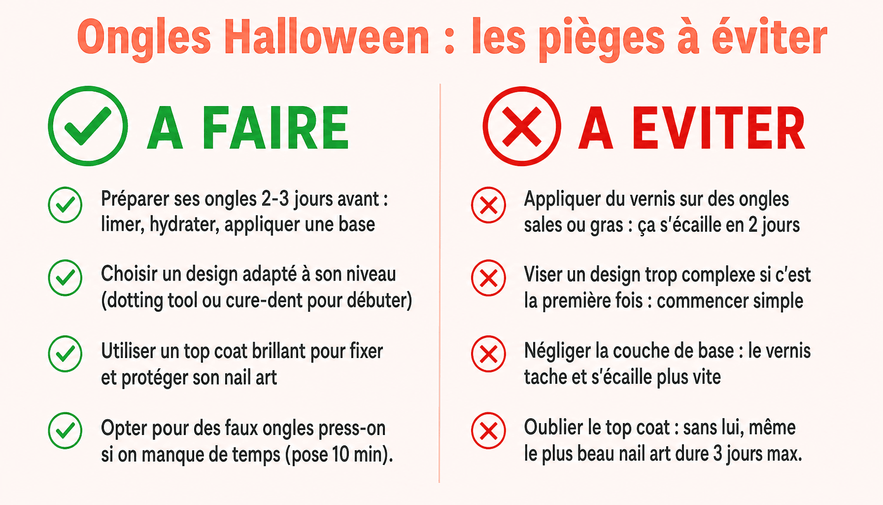 Infographie ongle halloween : erreurs à éviter et bonnes pratiques pour un nail art réussi