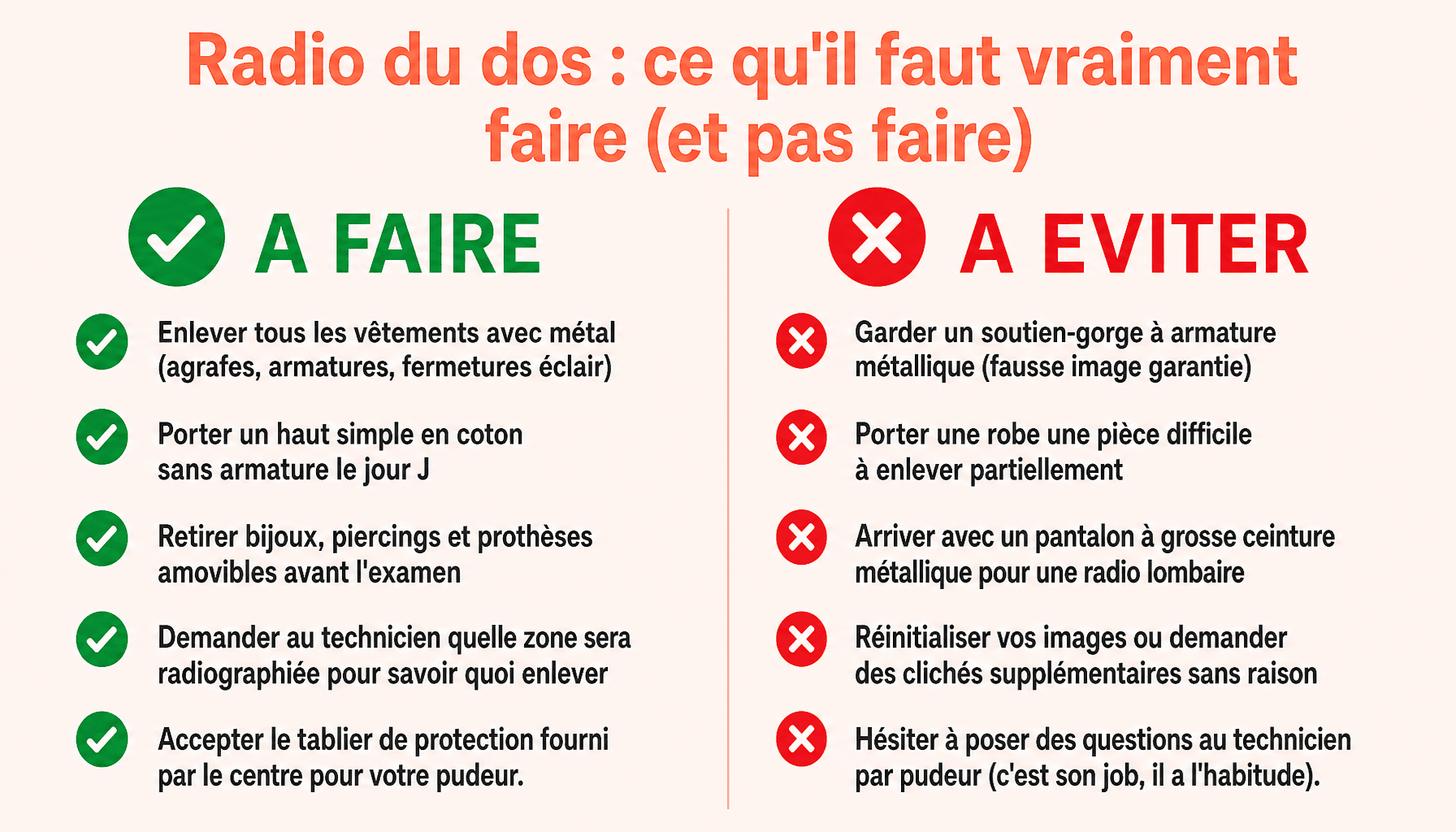 Infographie radio du dos faut il se déshabiller : à faire et à éviter pour bien se préparer