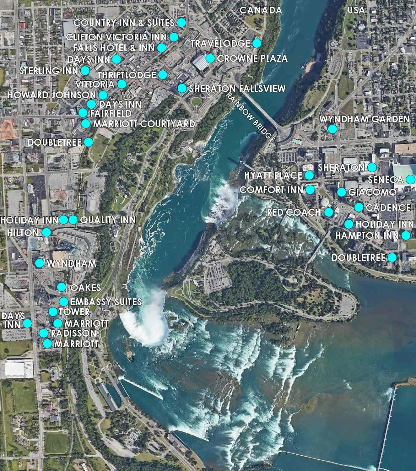 Niagara Falls Interactive Map Niagara Falls USA Canada Tourism Niagara Falls Hotel Map 2025