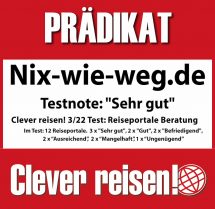 Testnote sehr gut für Nix-wie-weg Testnote sehr gut für Nix-wie-weg