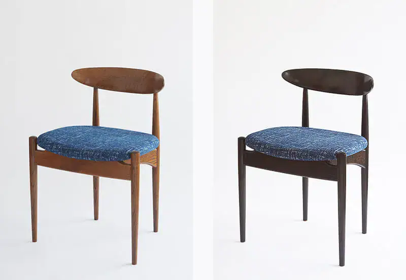 座面が藍染ツイード柄抜染のSwallowチェア
