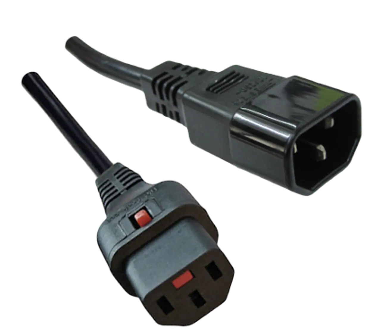 IEC Lock Extension Power Cable 10A Locking IEC C13 to C14 2.0m Black