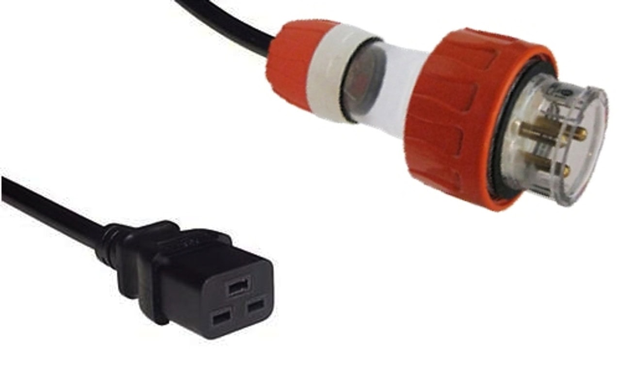Powerfirm Input Power Cable 15A IEC C19 to 20A Clipsal 56P320 Round Pin Plug 3.0m