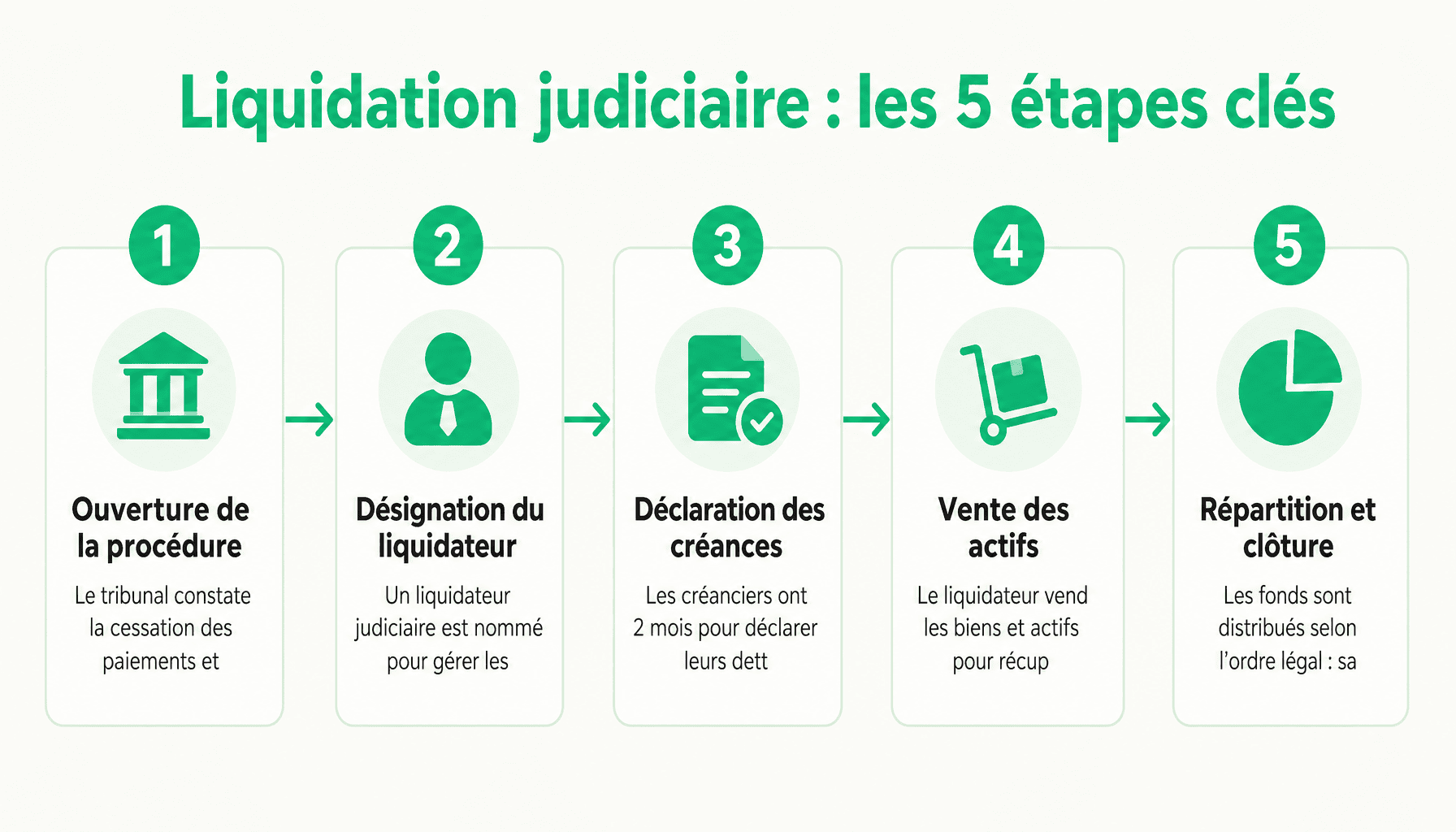 Les 5 étapes de la procédure de liquidation judiciaire d'une entreprise en France