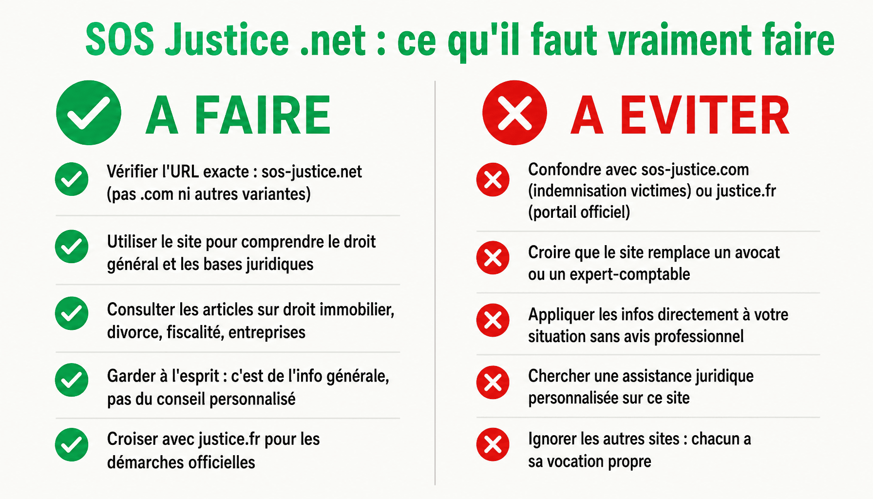 Guide pratique pour bien utiliser sos-justice.net sans confusion avec les autres sites