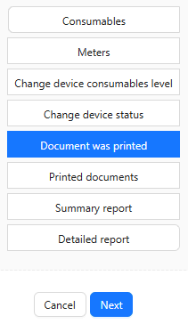 Select Document was printed report type in O&K Print Watch