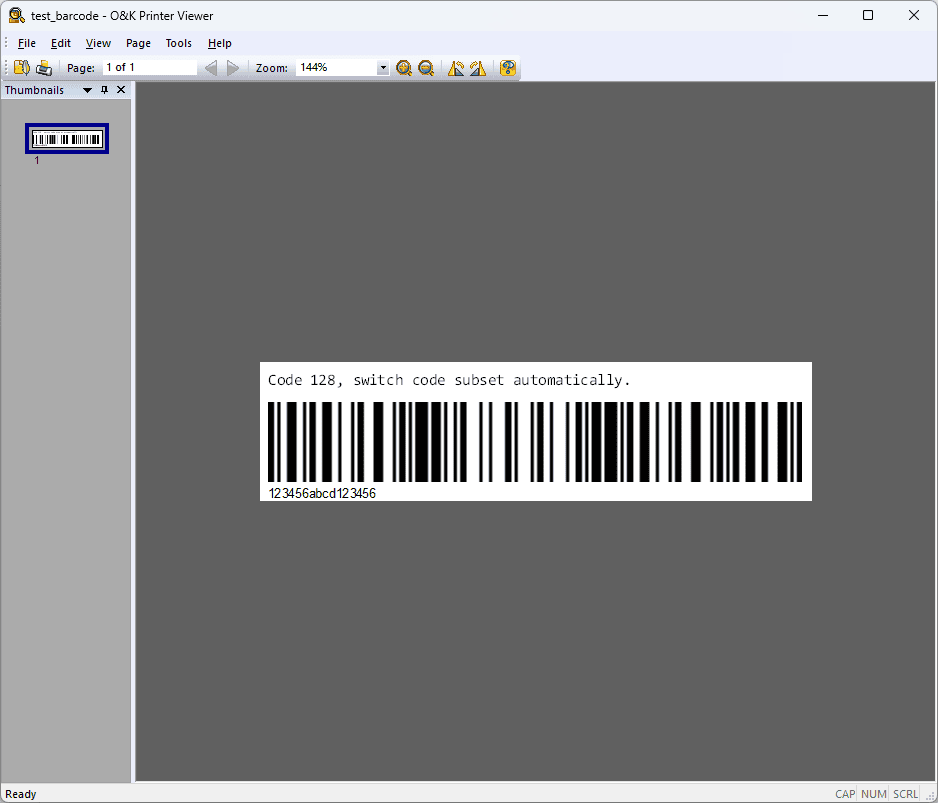 Viewing TSPL barcode in O&K Printer Viewer