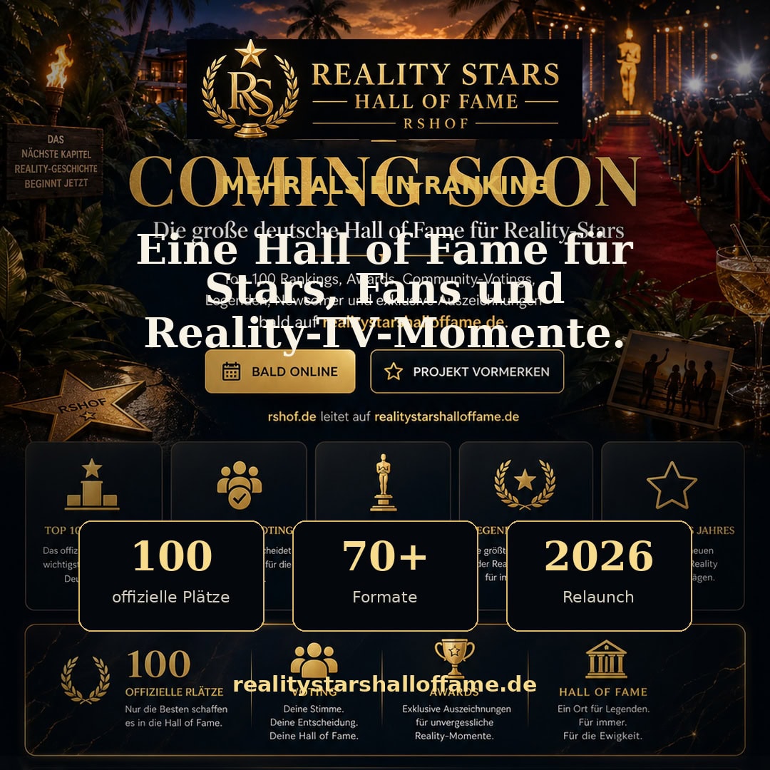 RSHOF Social Media Grafik Mehr als ein Ranking mit Reality Stars Hall of Fame Logo
