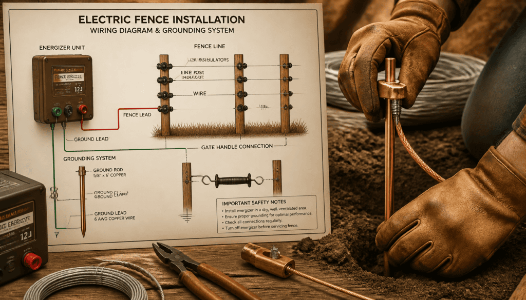 schema de branchement d'une cloture electrique