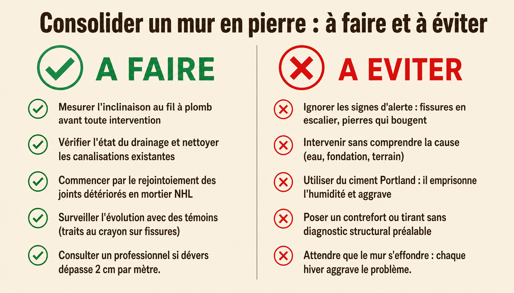 Guide pratique pour consolider un mur en pierre qui penche : bonnes pratiques et erreurs à éviter