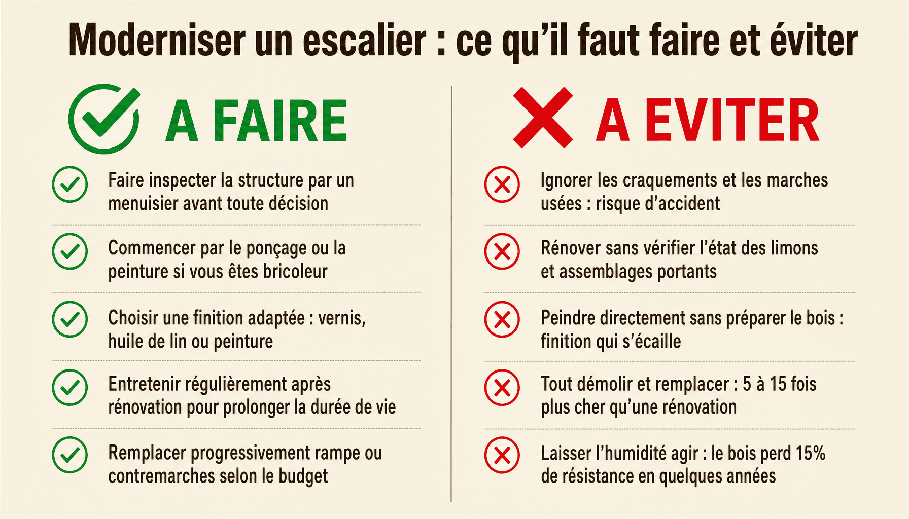 Guide pratique pour moderniser un escalier en bois : bonnes et mauvaises pratiques de rénovation