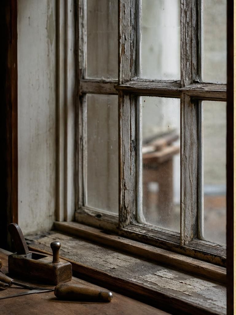 Fenêtre en chêne avant et après restauration (avant)