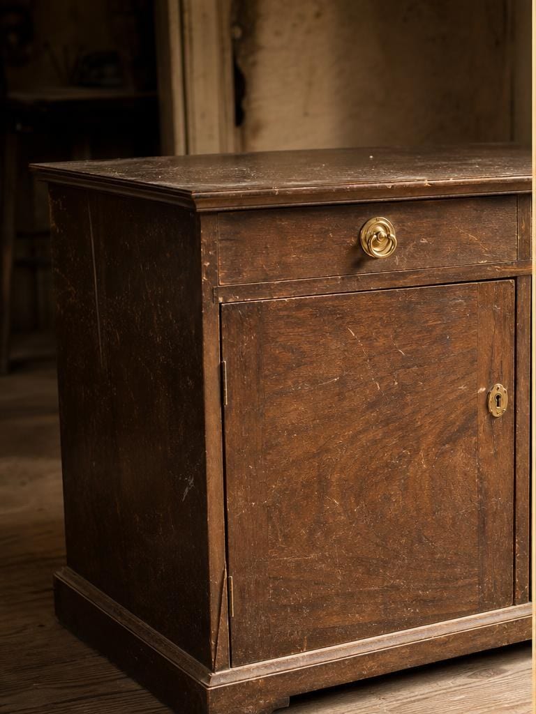 Bahut jurassien en noyer avant et après restauration (avant)
